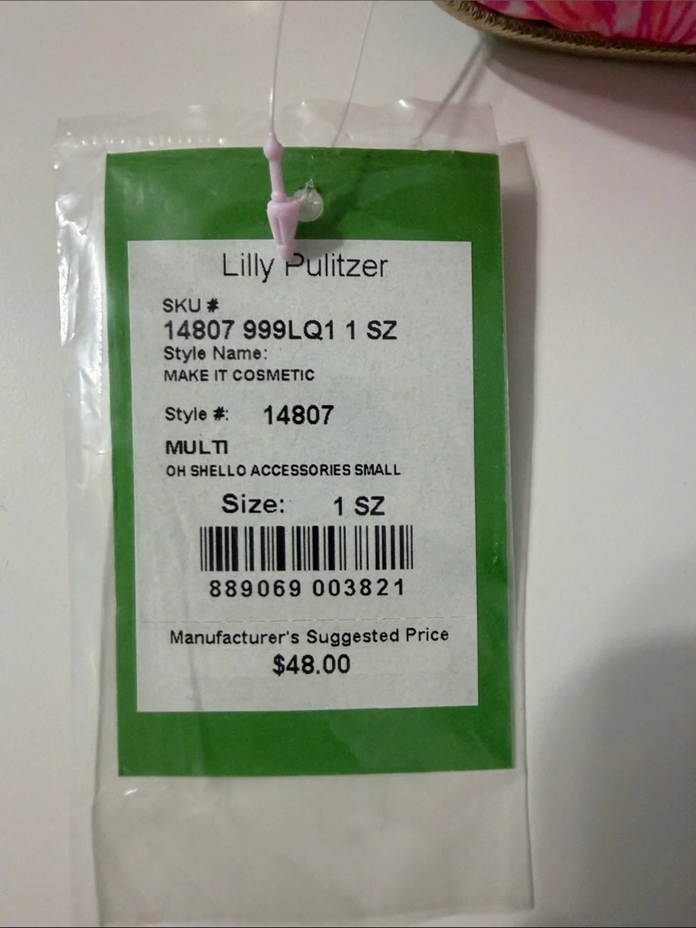Lilly Pulitzer Pink Teal Shell Double-Zip Cosmetic Case